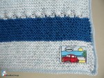 Couverture bb 2 tons de bleu, tricotées main 3