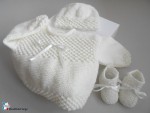 Brassière et chaussons écru Astrakan, bb mixte, fait main 3