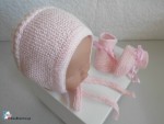 Béguin bb rose et chaussons, en laine, style Princesse Charlotte