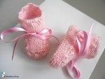 Bonnet et chaussons roses, bb fille, tricotés main 3