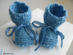 Chaussons layette tricot bébé tricotés main 3