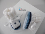 Chaussons layette tricot bébé tricotés main 1 paire gratuite 2