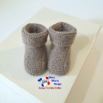 Chaussons tricot bébé à revers point mousse tricotés main 4