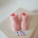 Chaussons tricot bébé à revers point mousse tricotés main 3