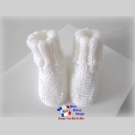 Chaussons layette faits main à revers côtes en laine 3