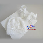 Bonnet et chaussons layette en point mousse et fantaisie 2