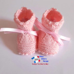 Chaussons motif crans tricot bébé fait main 3