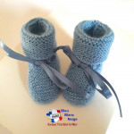 Chaussons tricot bébé à ruban diverses couleurs au choix 2