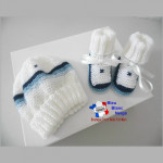 Bonnet et chaussons 4 couleurs tricotés main tricot bébé 2