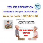 Destockage layette tricot bébé avec le code DESTOK20