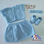 Explications en PDF Cardigan, jupe, chaussons bébé