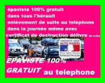 Epaviste gratuit 100% Capestang 341310. Agréé VHU héraut 2