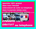 Epaviste gratuit 100% epaviste Béziers 34500 Agréé VHU 2