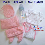 Pack cadeau de naissance tricot bébé Fille