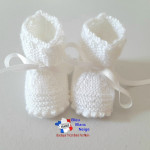 Chaussons tricot bébé motif crans fait main 2