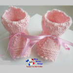 Chaussons tricot bébé motif crans fait main 3