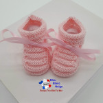 Chaussons tricot bébé point Godron tricotés main 3