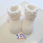 Chaussons revers Astrakan faits main tricot bébé 2