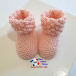 Chaussons revers Astrakan faits main tricot bébé 3