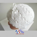 Bonnet chaussons tricot bébé blanc fille 3