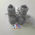 Bonnet chaussons tricot bébé Gris layette fille 3