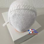 Béguin et Chaussons blancs layette tricotée main 3
