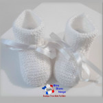 Béguin et Chaussons blancs layette tricotée main 4