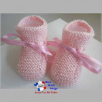 Béguin et Chaussons Roses layette tricotée main 4