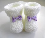 Chaussons naissance tricot laine bébé fait-main