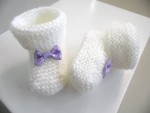 Chaussons naissance tricot laine bébé fait-main 2