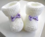 Chaussons naissance tricot laine bébé fait-main 3