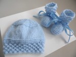 Trousseau bleu bébé tricot laine fait main 3