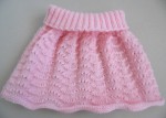 Jupe et chaussons roses layette bébé tricot laine 2