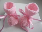 Chaussons ROSES à crans layette bébé tricot laine 2