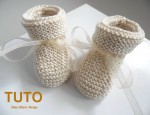 TUTO chaussons à revers beige tricotés main bébé