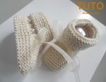 TUTO chaussons à revers beige tricotés main bébé 2