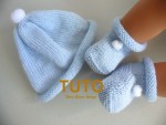 TUTORIEL chaussons bleu à pompons bébé tricot laine 1