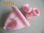 TUTORIEL chaussons bleu à pompons bébé tricot laine 3