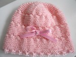 Bonnet, chaussons roses bébé  tricot laine fait main 2