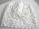 Bonnet, chaussons écru clair bébé  tricot laine fait main 3