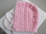 Bonnet, béguin ROSE bébé tricot laine fait main 1