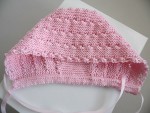 Bonnet, béguin ROSE bébé tricot laine fait main 2