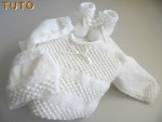 Tuto brassière, bonnet, chaussons blanc astra