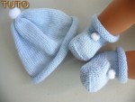 Tutoriel duo bonnet et chaussons pompons bleus 1