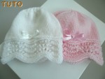 Tutoriel bonnets rose ou blanc bébé motif vagues 1