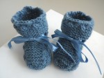 Tricot bébé chaussons bleu charron laine 2