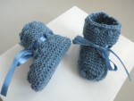 Tricot bébé chaussons bleu charron laine 3