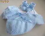 Tuto brassière, bonnet, chaussons bleu astra