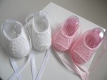 Tricot bébé duo de ballerines chaussons faits main 1