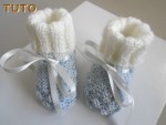Explications bonnet et chaussons cali bleu azur bébé laine 3